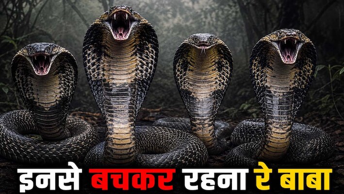 किंग कोबरा के 4 भाई, चारों 'तबाही'! एक डंक में 30 लोगों का कर सकते हैं खात्मा! 6 मीटर लंबा ये सांप है बेहद ज़हरीला