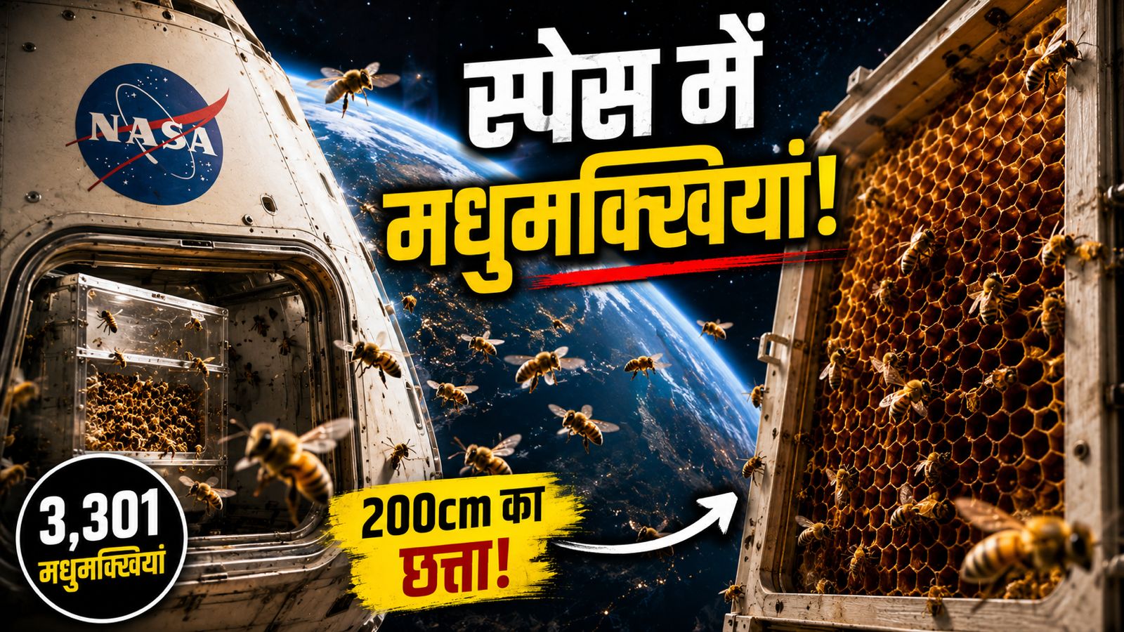जब NASA ने अंतरिक्ष में भेजीं 3,301 मधुमक्खियां: पहले दीवारों से टकराईं, फिर बना डाला 200cm का छत्ता! जब NASA ने अंतरिक्ष में भेजीं 3,301 मधुमक्खियां: पहले दीवारों से टकराईं, फिर बना डाला 200cm का छत्ता!