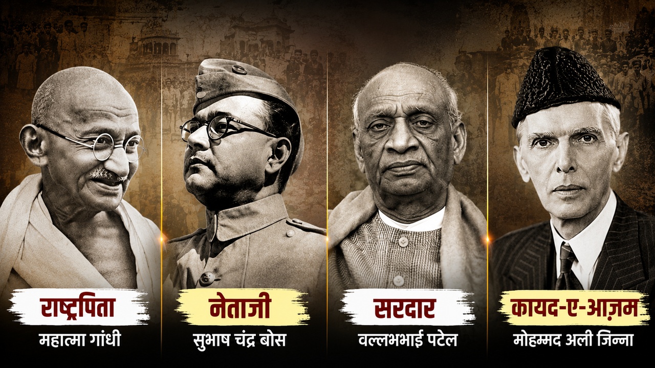 गांधी ‘राष्ट्रपिता’, बोस ‘नेताजी’, पटेल ‘सरदार’, जिन्ना ‘कायदे-आज़म’ कैसे बने; क्या है इन शब्दों का मतलब? गांधी ‘राष्ट्रपिता’, बोस ‘नेताजी’, पटेल ‘सरदार’, जिन्ना ‘कायदे-आज़म’ कैसे बने; क्या है इन शब्दों का मतलब?
