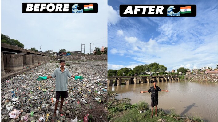 20 साल के लड़के ने हाथों से बदल दी नदी की तस्वीर, महीनों तक अकेले साफ करता रहा कचरा; आनंद महिंद्रा भी कर चुके हैं तारीफ