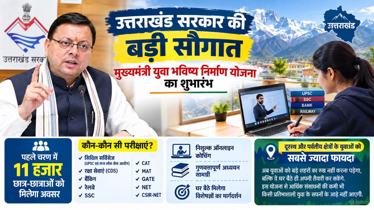 क्या है मुख्यमंत्री युवा भविष्य निर्माण योजना? उत्तराखंड में घर बैठे फ्री कोचिंग की सुविधा क्या है मुख्यमंत्री युवा भविष्य निर्माण योजना? उत्तराखंड में घर बैठे फ्री कोचिंग की सुविधा