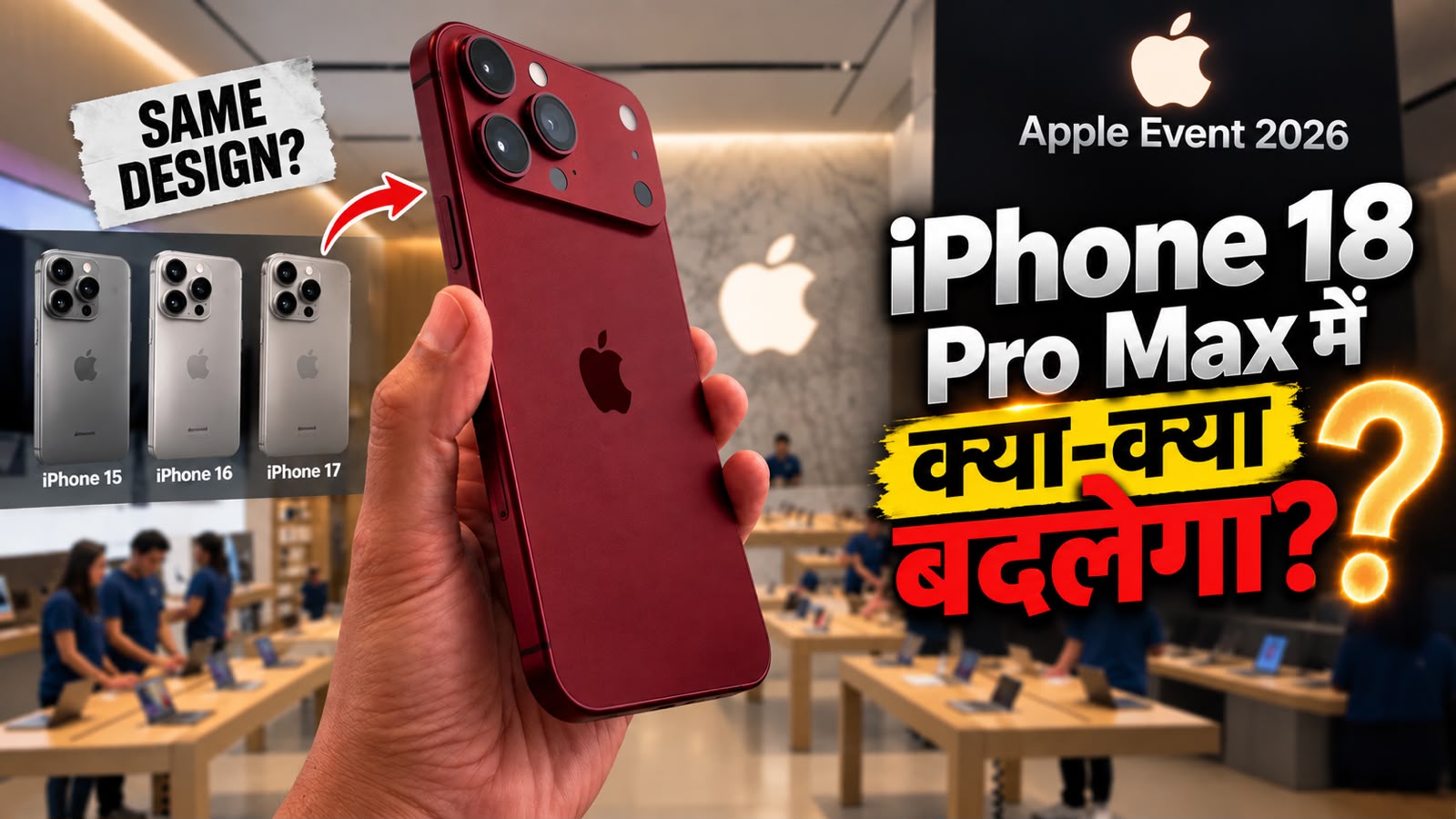 Apple Event 2026: iPhone 18 Pro Max में क्या पुराना डिजाइन चिपकाएगा एप्पल? क्या 10 फीचर्स भी रहेंगे वही के वही? Apple Event 2026: iPhone 18 Pro Max में क्या पुराना डिजाइन चिपकाएगा एप्पल? क्या 10 फीचर्स भी रहेंगे वही के वही?
