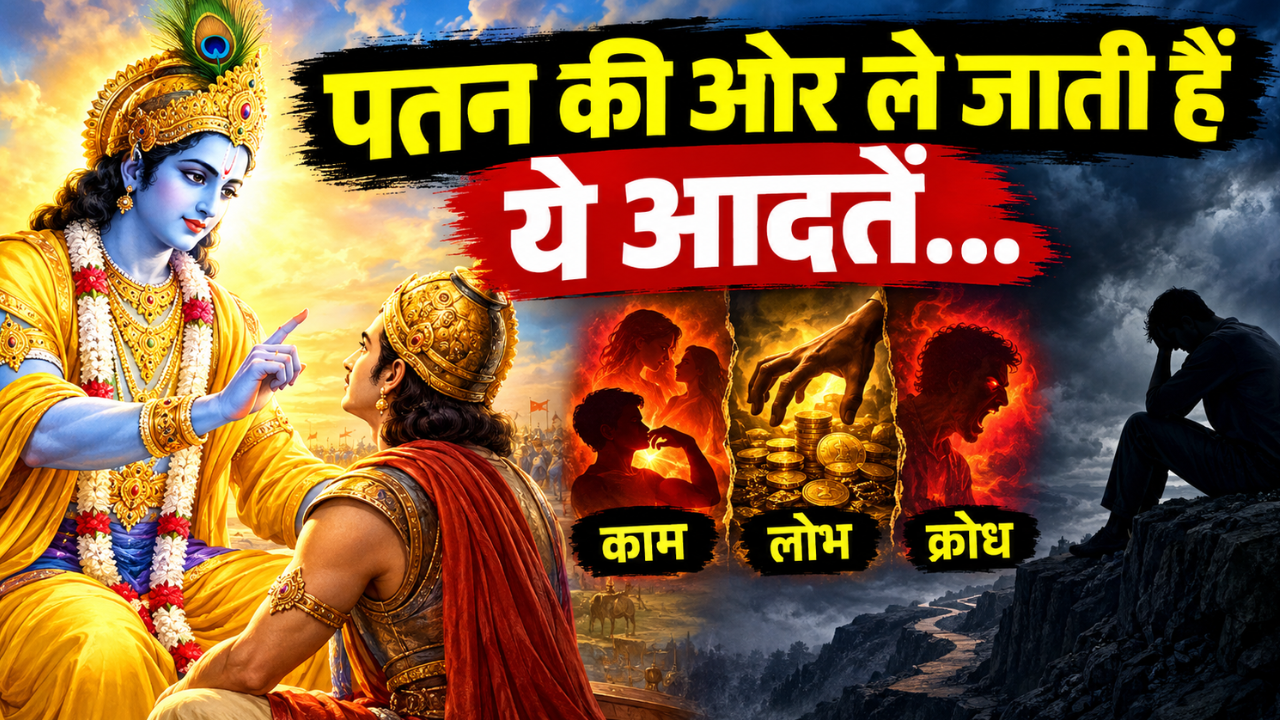 गीता के 3 महामंत्र: इंसान का पतन कर देती हैं ये 3 आदतें, जानिए श्रीकृष्ण ने क्यों कहा इन्हें 'नरक का रास्ता' गीता के 3 महामंत्र: इंसान का पतन कर देती हैं ये 3 आदतें, जानिए श्रीकृष्ण ने क्यों कहा इन्हें 'नरक का रास्ता'