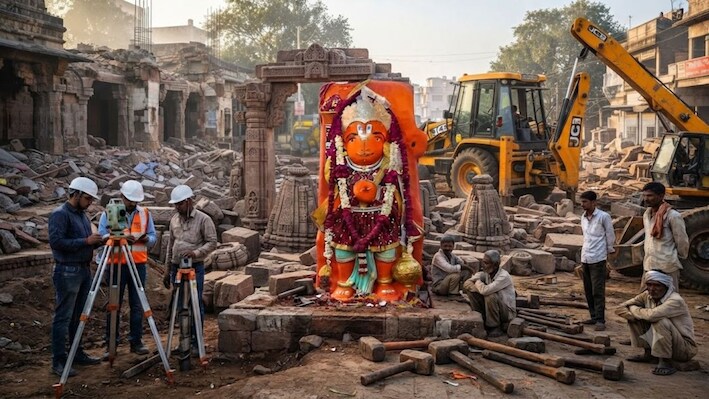क्रेन-JCB, हथौड़े सब फेल: 100 घंटे बाद भी टस से मस नहीं हुए उज्जैन के खड़े हनुमान, क्यों IIT की एक्सपर्ट टीम बुलानी पड़ी?