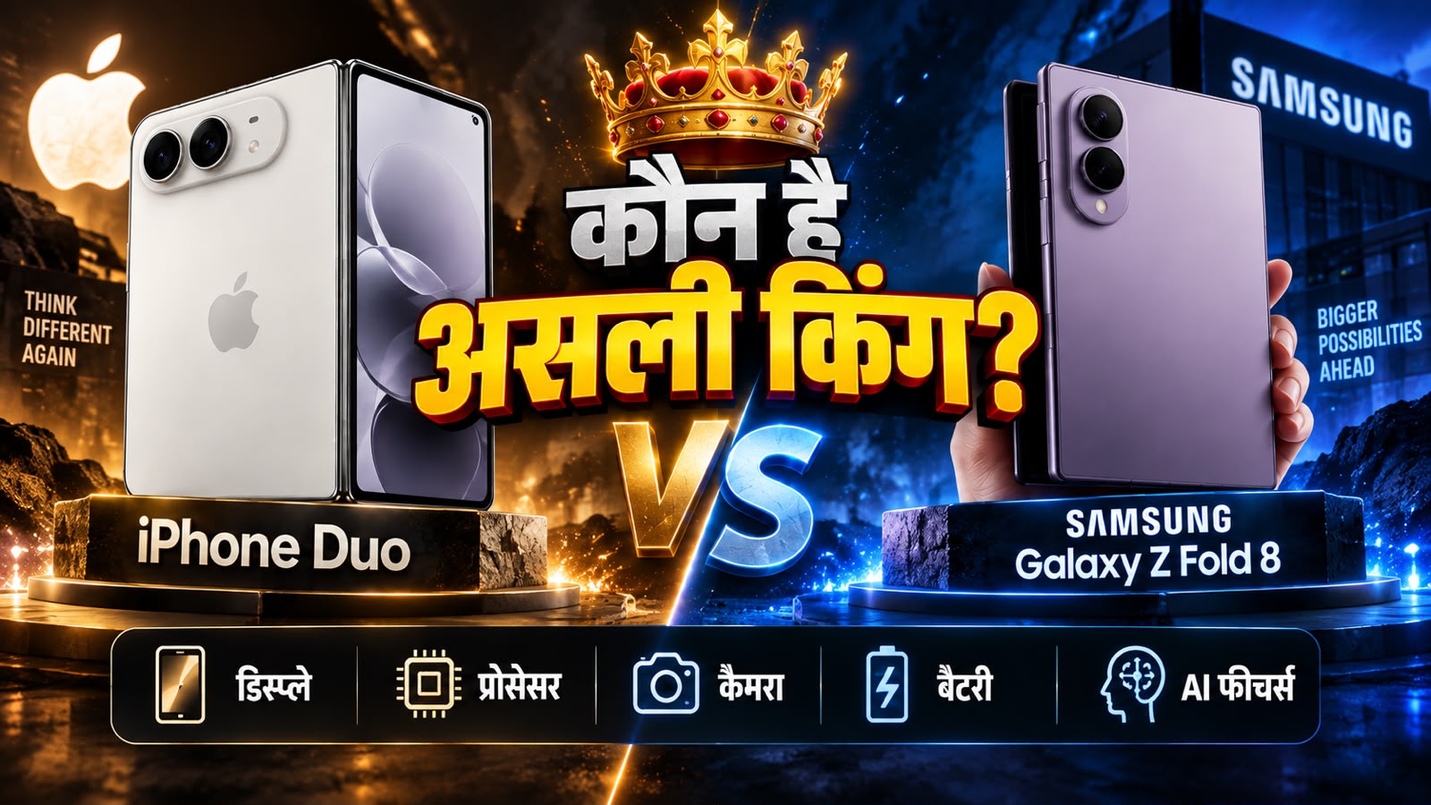 iPhone Duo vs Samsung Galaxy Z Fold 8: डिस्प्ले से लेकर कैमरे तक, जानिए दोनों में से कौन है असली बॉस, यहां देखें पूरा कंपैरिजन iPhone Duo vs Samsung Galaxy Z Fold 8: डिस्प्ले से लेकर कैमरे तक, जानिए दोनों में से कौन है असली बॉस, यहां देखें पूरा कंपैरिजन