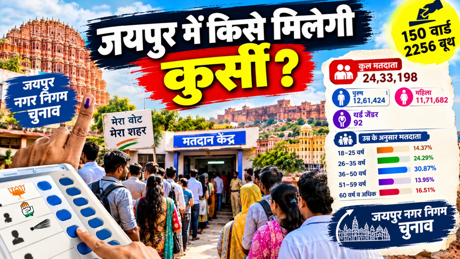 युवा वोटर बदलेंगे जयपुर का सियासी गणित: 24.33 लाख वोटर, 723 प्रत्याशियों का फैसला कल युवा वोटर बदलेंगे जयपुर का सियासी गणित: 24.33 लाख वोटर, 723 प्रत्याशियों का फैसला कल