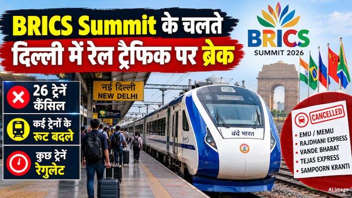 BRICS Summit के कारण दिल्ली-NCR में 26 ट्रेनें कैंसिल: राजधानी- तेजस- संपूर्ण क्रांति समेत कई का रूट बदला; देखें पूरी लिस्ट