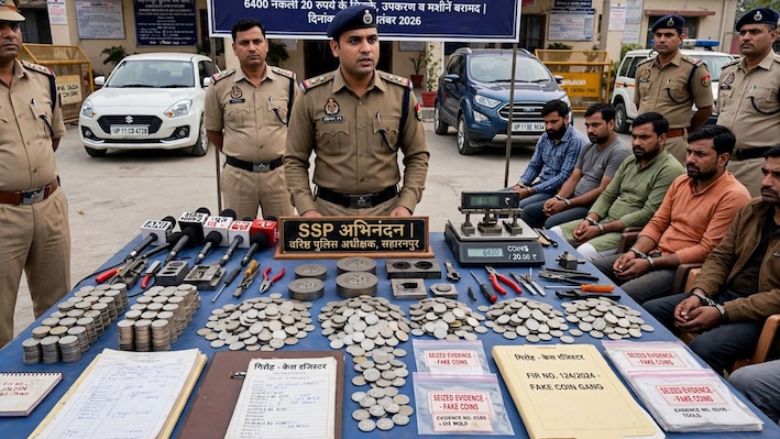 नकली सिक्के बनाने वाली फैक्ट्री का पर्दाफाश: सहारनपुर में 1.28 लाख के नकली सिक्के बरामद