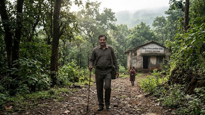 5 KM जंगल, जंगली जानवर और सिर्फ एक छात्रा... 13 साल से रोज स्कूल पहुंच रहे 55 साल के शिक्षक