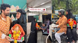 बुर्का पहना, हाथ में ली गणपति बप्पा की मूर्ति... लोगों ने देखा तो रुक गए कदम; वायरल वीडियो छू रहा दिल