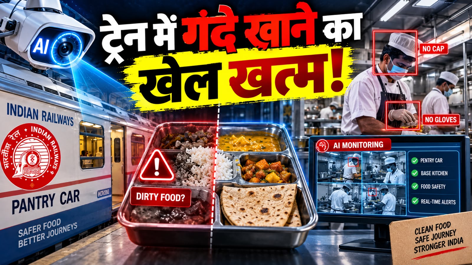 Indian Railways लाया AI वाली तीसरी आंख: पेंट्री कार से लेकर बेस किचन तक लगेंगे AI कैमरे, जानें कैसे काम करेगी ये नई टेक्नोलॉजी Indian Railways लाया AI वाली तीसरी आंख: पेंट्री कार से लेकर बेस किचन तक लगेंगे AI कैमरे, जानें कैसे काम करेगी ये नई टेक्नोलॉजी