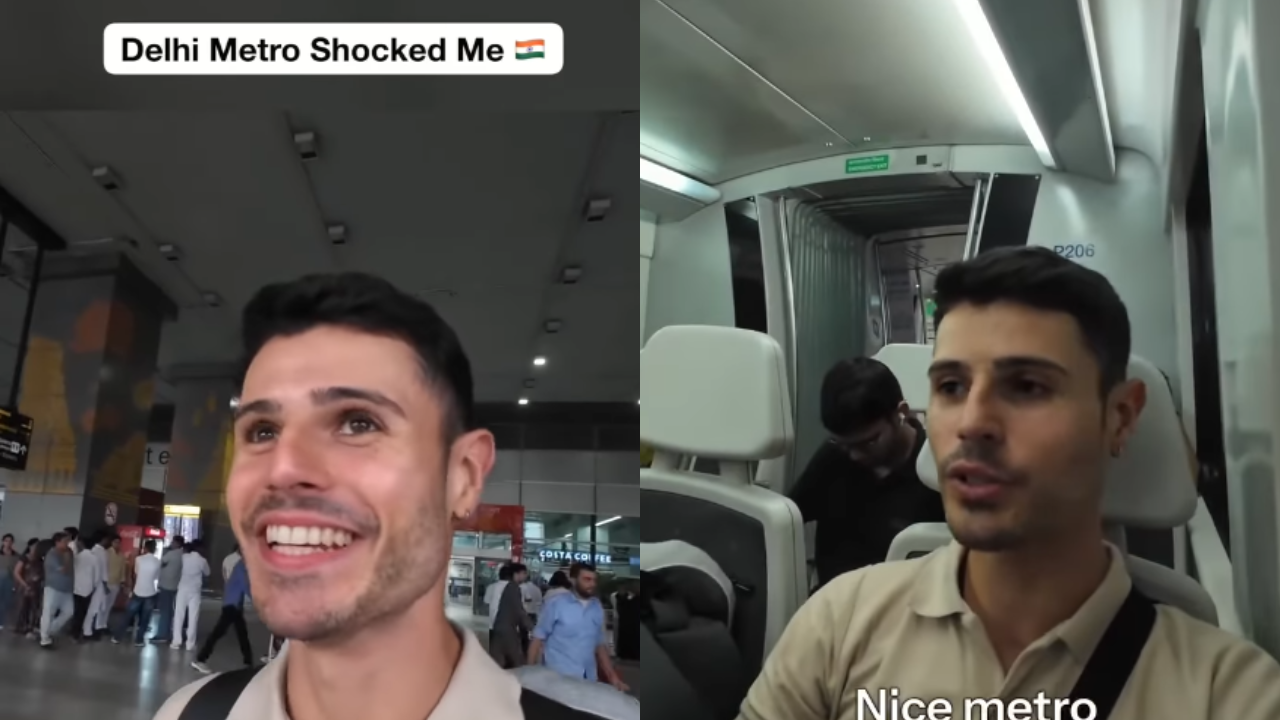 बिल्कुल जापान-कोरिया जैसा अहसास: दिल्ली मेट्रो का मुरीद हुआ विदेशी टूरिस्ट, वीडियो में बताया वर्ल्ड-क्लास व्यवस्था; जमकर की तारीफ बिल्कुल जापान-कोरिया जैसा अहसास: दिल्ली मेट्रो का मुरीद हुआ विदेशी टूरिस्ट, वीडियो में बताया वर्ल्ड-क्लास व्यवस्था; जमकर की तारीफ