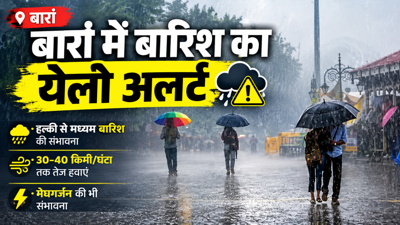 राजस्थान में मानसून सक्रिय: बारां में बारिश का येलो अलर्ट, 40 Kmph की रफ्तार से चलेंगी हवाएं राजस्थान में मानसून सक्रिय: बारां में बारिश का येलो अलर्ट, 40 Kmph की रफ्तार से चलेंगी हवाएं