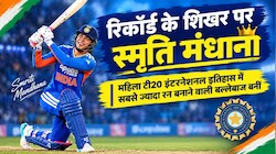 स्मृति मंधाना ने तोड़ा वर्ल्ड रिकॉर्ड, महिला T20I में बनाए सबसे ज्यादा रन, न्यूजीलैंड की दिग्गज सूजी बेट्स को छोड़ा पीछे