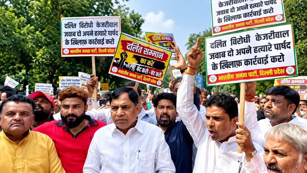 Delhi में सफाईकर्मी की आत्महत्या पर BJP का AAP कार्यालय के बाहर प्रदर्शन, इस्तीफे की मांग Delhi में सफाईकर्मी की आत्महत्या पर BJP का AAP कार्यालय के बाहर प्रदर्शन, इस्तीफे की मांग