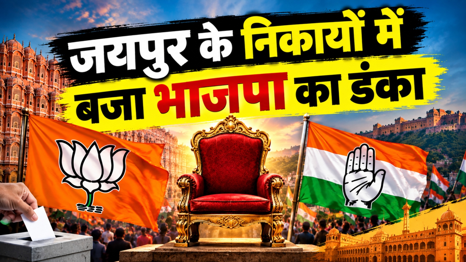 जयपुर जिले में BJP की बड़ी बाजी: 18 में से 12 निकायों में कमल, कांग्रेस 6 पर सिमटी जयपुर जिले में BJP की बड़ी बाजी: 18 में से 12 निकायों में कमल, कांग्रेस 6 पर सिमटी