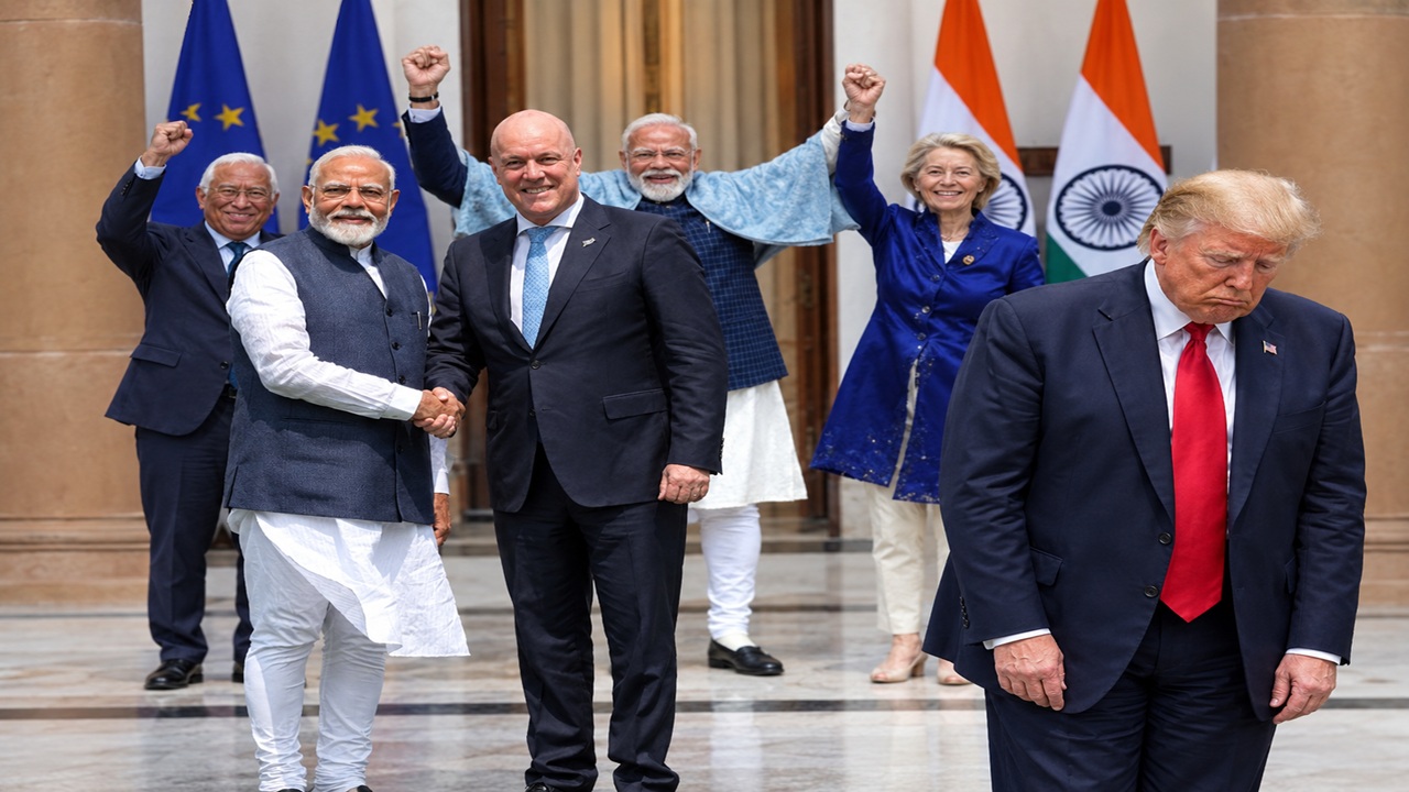 भारत ने खोज लिया ट्रंप के 100% टैरिफ का काट! UK, EU के बाद एक और मेगा ट्रेड डील, FTA से देगा अमेरिका को जवाब भारत ने खोज लिया ट्रंप के 100% टैरिफ का काट! UK, EU के बाद एक और मेगा ट्रेड डील, FTA से देगा अमेरिका को जवाब