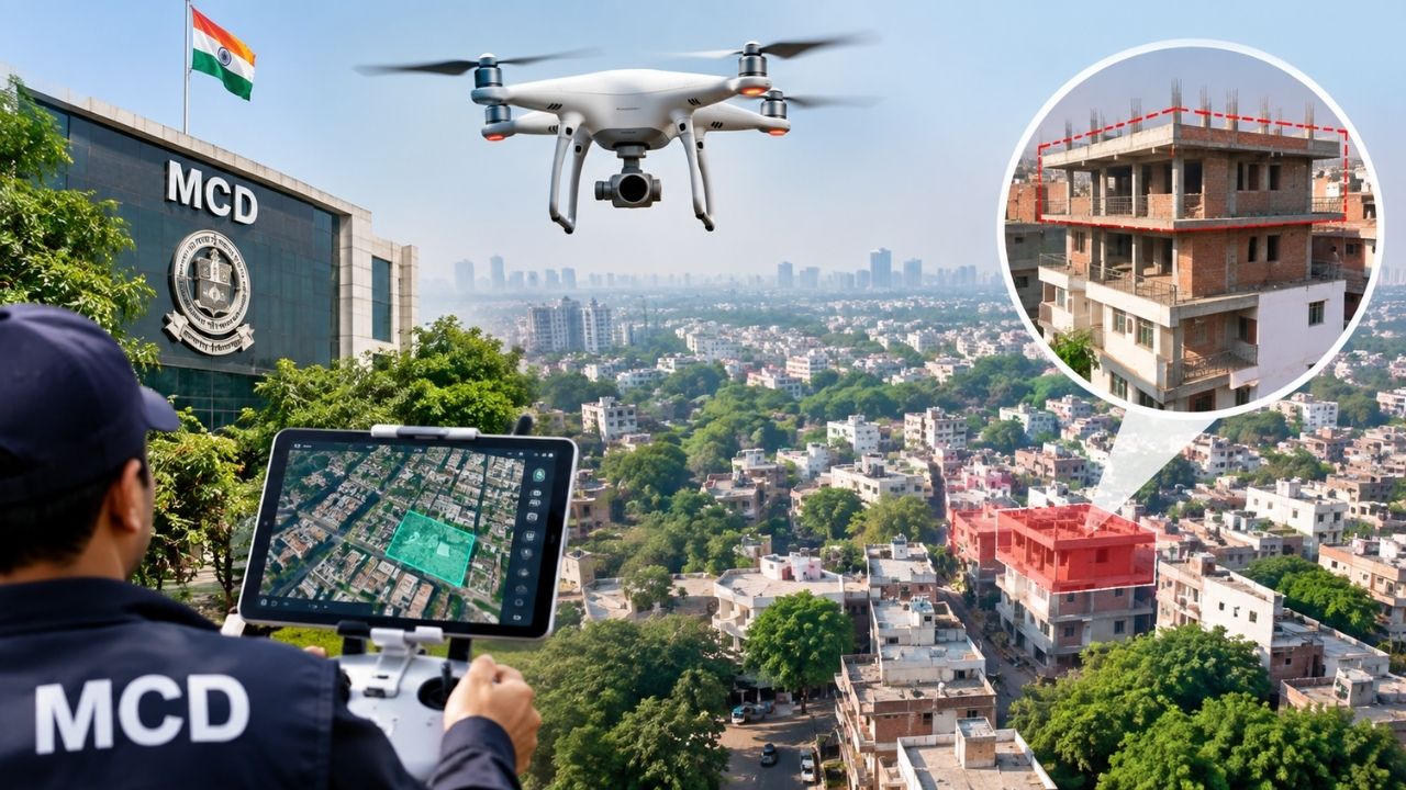 Delhi Property Tax: MCD ने शुरू किया ड्रोन सर्वे, प्रॉपर्टी टैक्स में गड़बड़ी और छिपे निर्माण पर होगी नजर Delhi Property Tax: MCD ने शुरू किया ड्रोन सर्वे, प्रॉपर्टी टैक्स में गड़बड़ी और छिपे निर्माण पर होगी नजर