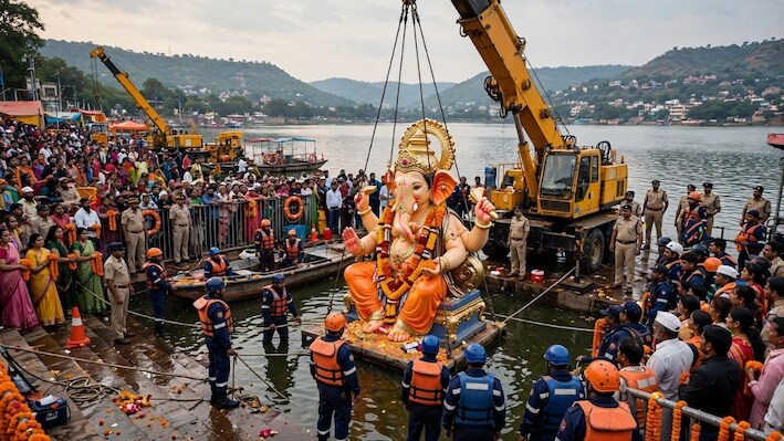 13 क्रेन, 12 पोकलेन और 184 गोताखोर...भोपाल में गणेश विसर्जन को लेकर खास तैयारी, 7 घाटों पर पुख्ता सुरक्षा इंतजाम
