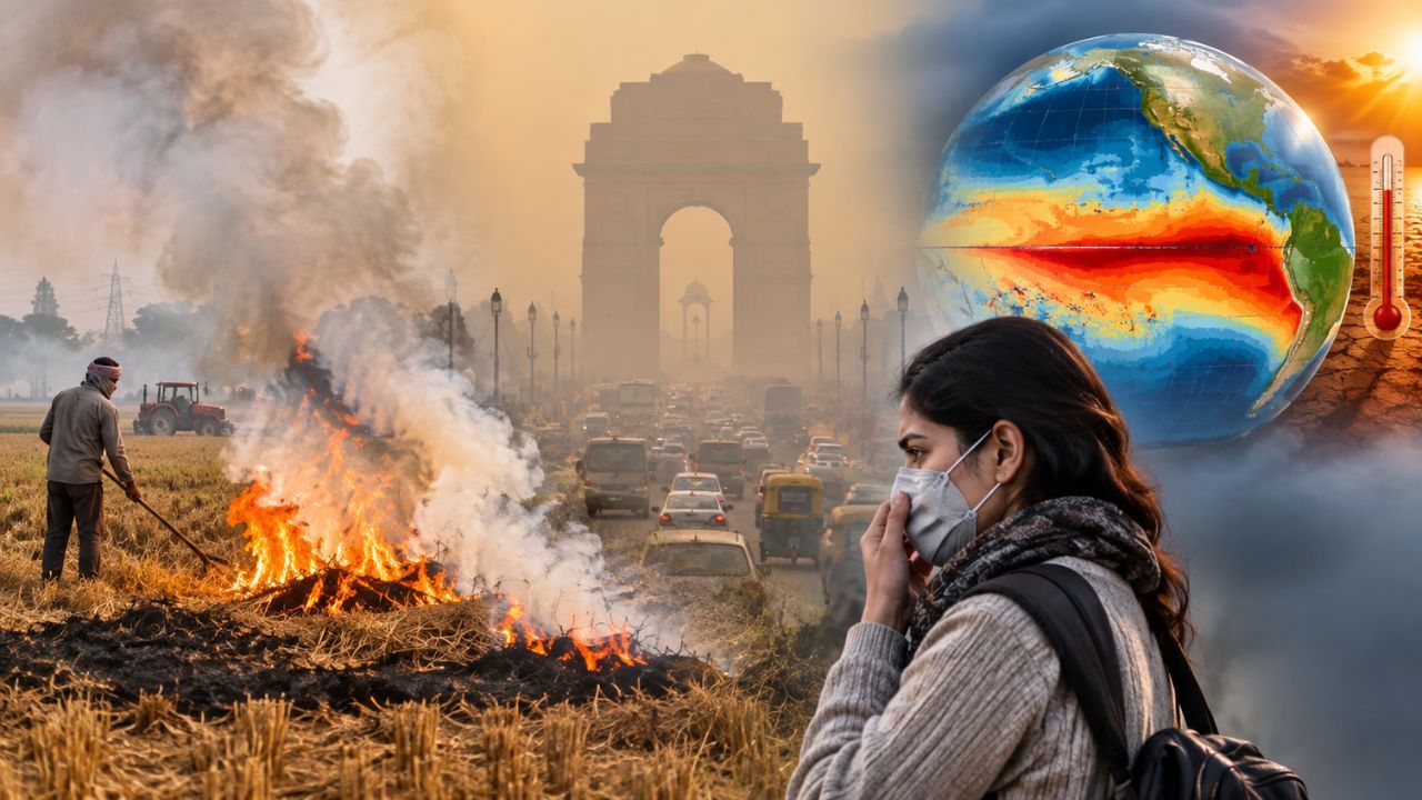 सर्दियों में बढ़ सकती है Delhi में प्रदूषण की मार, पराली और 'Super El Nino' ने बढ़ाई चिंता; जानें दोनों के बीच क्या है कनेक्शन सर्दियों में बढ़ सकती है Delhi में प्रदूषण की मार, पराली और 'Super El Nino' ने बढ़ाई चिंता; जानें दोनों के बीच क्या है कनेक्शन
