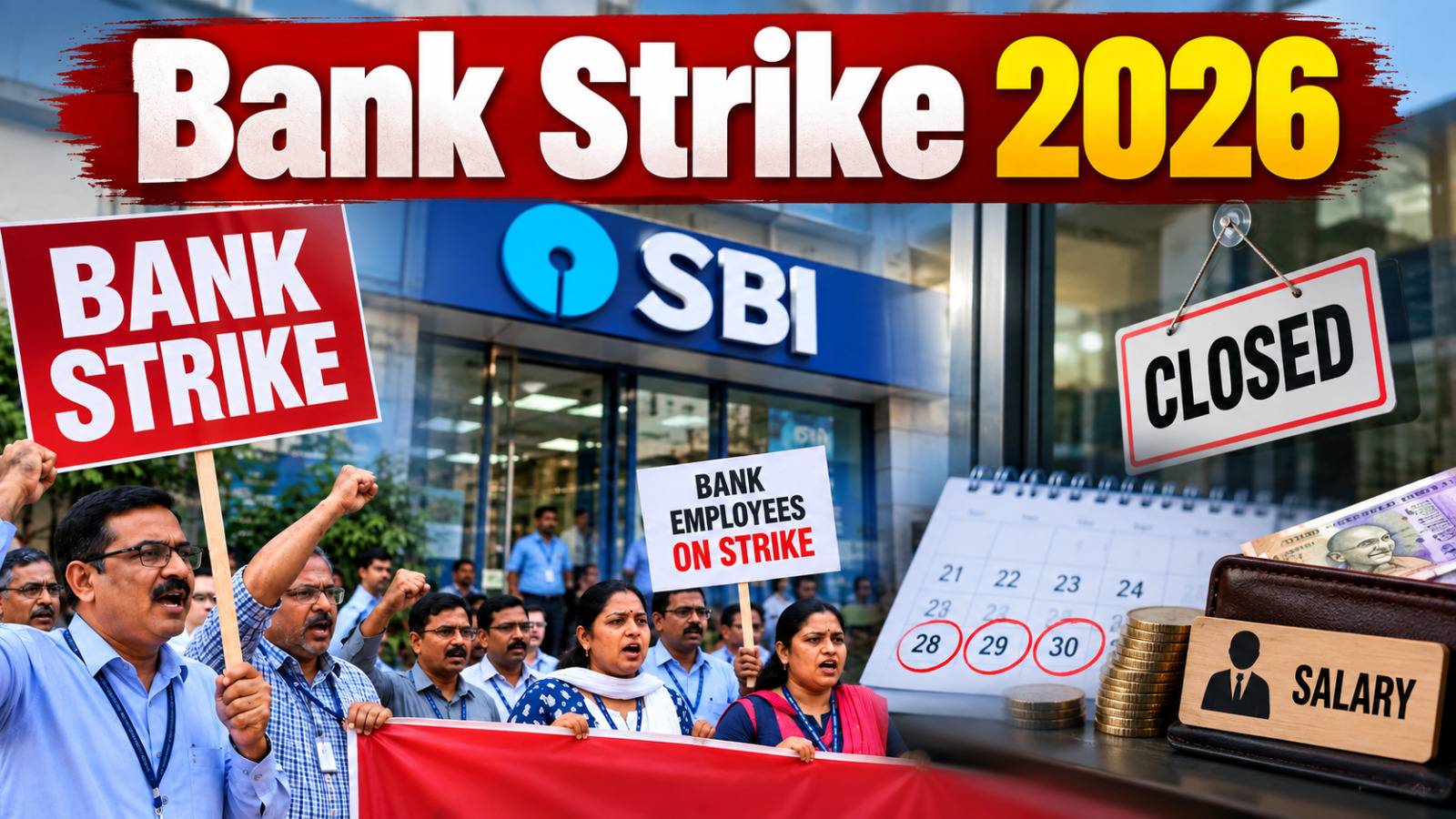 Bank Strike 2026: 28 से 30 सितंबर तक क्यों बंद रहेंगे बैंक, क्या लेट आएगी आपकी सैलरी? जानें पूरी डिटेल Bank Strike 2026: 28 से 30 सितंबर तक क्यों बंद रहेंगे बैंक, क्या लेट आएगी आपकी सैलरी? जानें पूरी डिटेल
