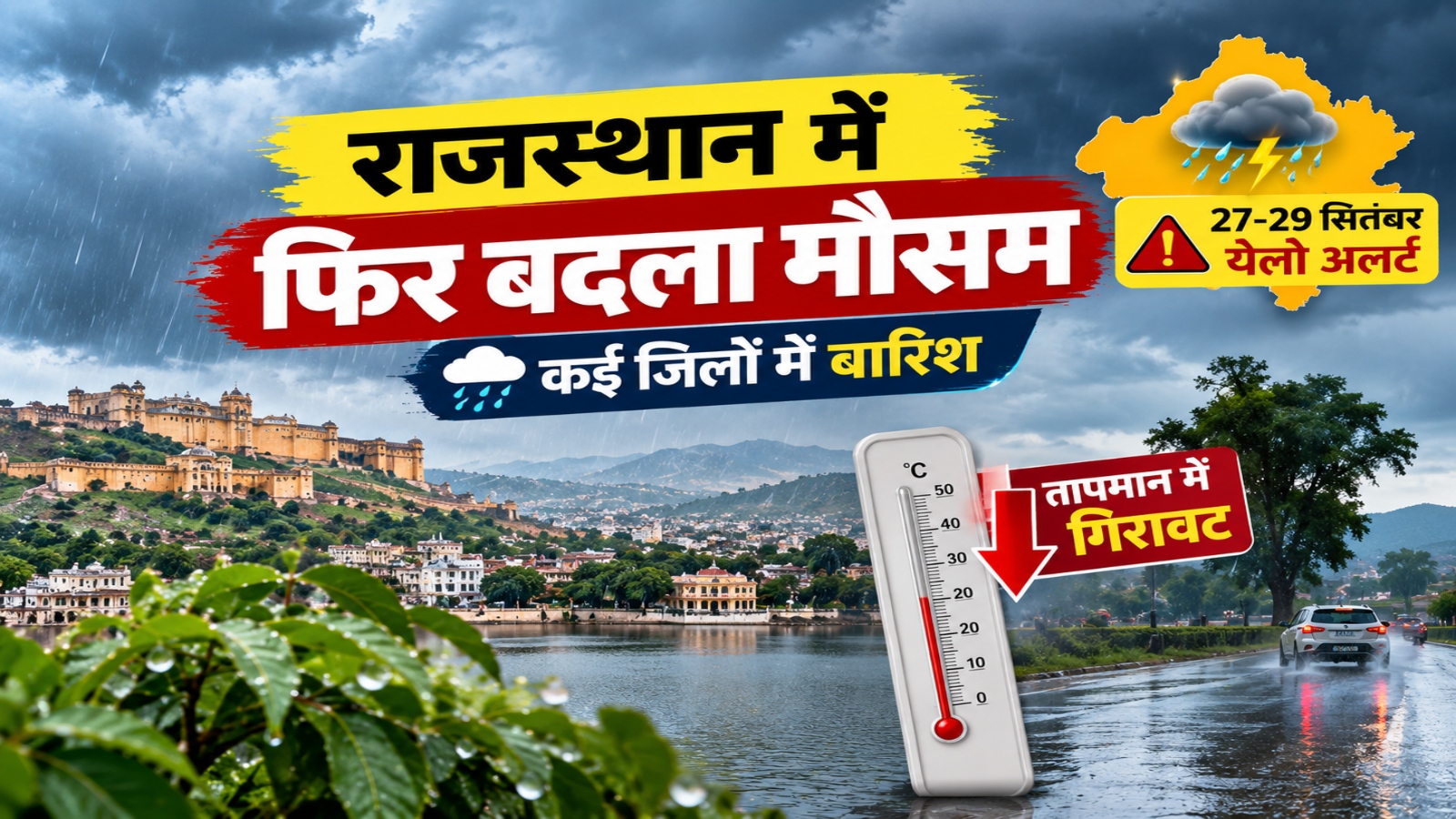 राजस्थान में वेस्टर्न डिस्टर्बेंस का असर: फिर बदला मौसम, 29 सितंबर तक इन इलाकों में बारिश के आसार राजस्थान में वेस्टर्न डिस्टर्बेंस का असर: फिर बदला मौसम, 29 सितंबर तक इन इलाकों में बारिश के आसार