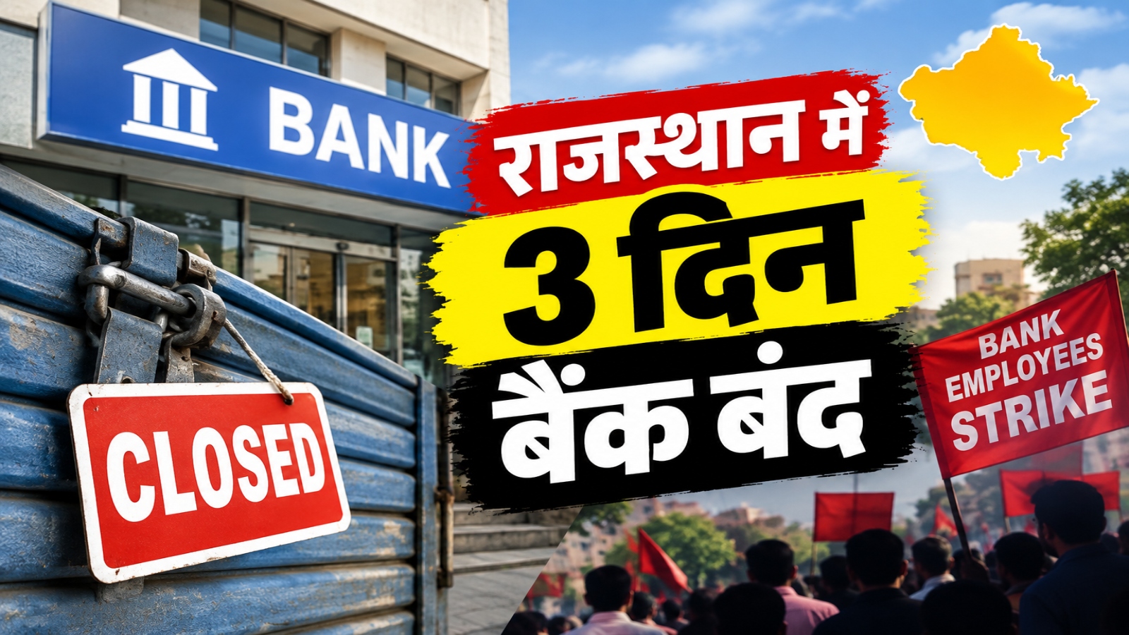 बैंकिंग सेवाओं पर ब्रेक: राजस्थान में 1.25 लाख कर्मचारी रहेंगे हड़ताल पर, ये सेवाएं रहेंगी बंद बैंकिंग सेवाओं पर ब्रेक: राजस्थान में 1.25 लाख कर्मचारी रहेंगे हड़ताल पर, ये सेवाएं रहेंगी बंद