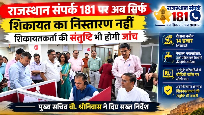 राजस्थान संपर्क 181 पर बड़ा बदलाव: शिकायतों का होगा 'संतुष्टि टेस्ट', CS वी. श्रीनिवास ने दिए सख्त निर्देश