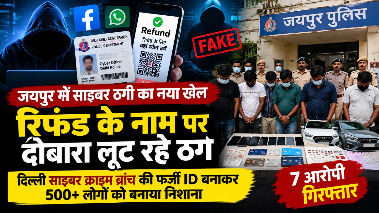 राजस्थान में साइबर ठगों का नया खेल: दिल्ली साइबर क्राइम ब्रांच की फर्जी ID बनाकर लोगों को बनाया निशाना, जयपुर में 7 गिरफ्तार राजस्थान में साइबर ठगों का नया खेल: दिल्ली साइबर क्राइम ब्रांच की फर्जी ID बनाकर लोगों को बनाया निशाना, जयपुर में 7 गिरफ्तार