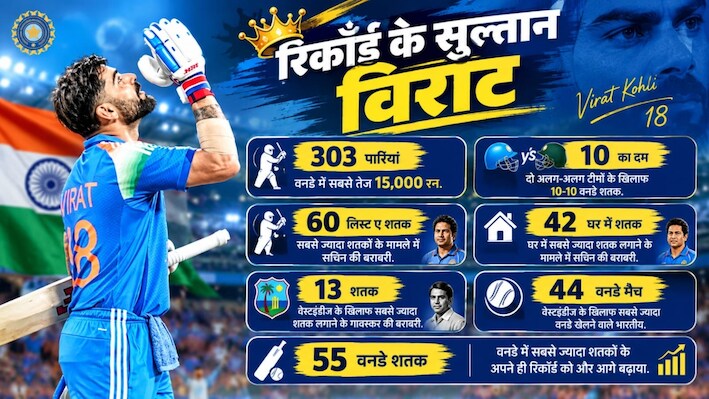 सेंचुरी नंबर 86: विराट कोहली ने वेस्टइंडीज के खिलाफ ठोका 10वां वनडे शतक, करियर का तीसरा सबसे तेज सैकड़ा