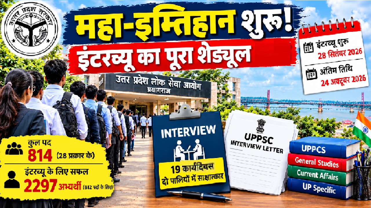 UPPSC PCS 2025: आज से पीसीएस का इंटरव्यू शुरू, 2297 अभ्यर्थियों की किस्मत का होगा फैसला; जानें पूरा शेड्यूल UPPSC PCS 2025: आज से पीसीएस का इंटरव्यू शुरू, 2297 अभ्यर्थियों की किस्मत का होगा फैसला; जानें पूरा शेड्यूल