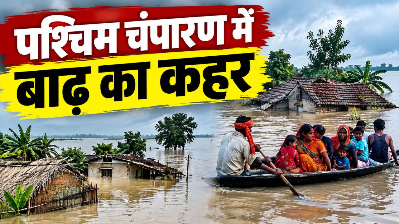 पश्चिम चंपारण में बाढ़ का कहर: कई गांव जलमग्न, नाव और कड़ाह बने सहारा पश्चिम चंपारण में बाढ़ का कहर: कई गांव जलमग्न, नाव और कड़ाह बने सहारा