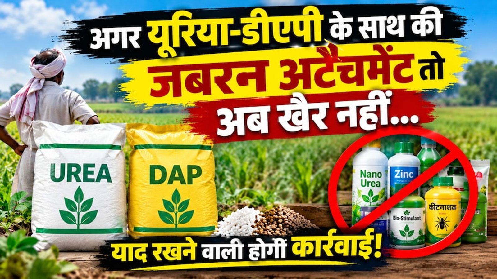 यूरिया-डीएपी के साथ जबरन अटैचमेंट किया, तो अब खैर नहीं, कंपनियों पर होगी कार्रवाई यूरिया-डीएपी के साथ जबरन अटैचमेंट किया, तो अब खैर नहीं, कंपनियों पर होगी कार्रवाई