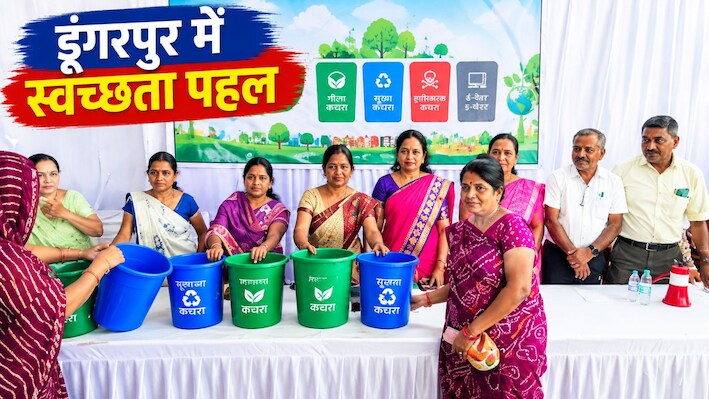 डूंगरपुर को स्वच्छ बनाने की पहल: सभापति ने बांटी गीले-सूखे कचरे की अलग-अलग बाल्टियां, स्वच्छता को लेकर किया जागरूक