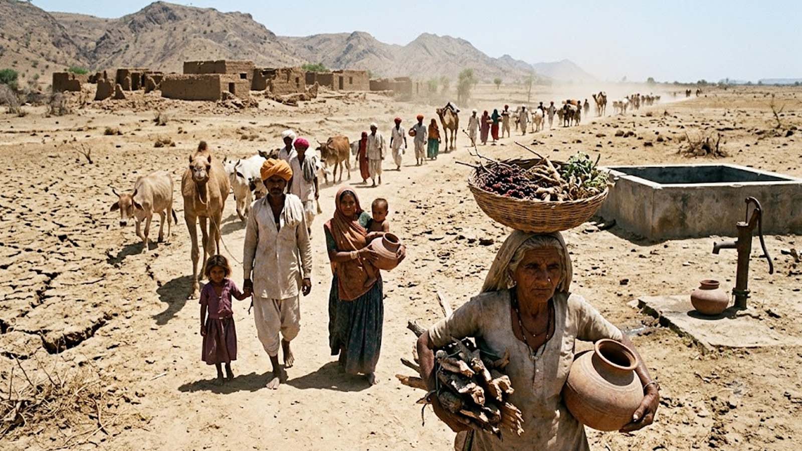त्रिकाल,पलायन और 'पंचकूटा':राजस्थान के महाअकालों का वो खौफनाक इतिहास,जो आज के जल संकट का आईना है त्रिकाल,पलायन और 'पंचकूटा':राजस्थान के महाअकालों का वो खौफनाक इतिहास,जो आज के जल संकट का आईना है