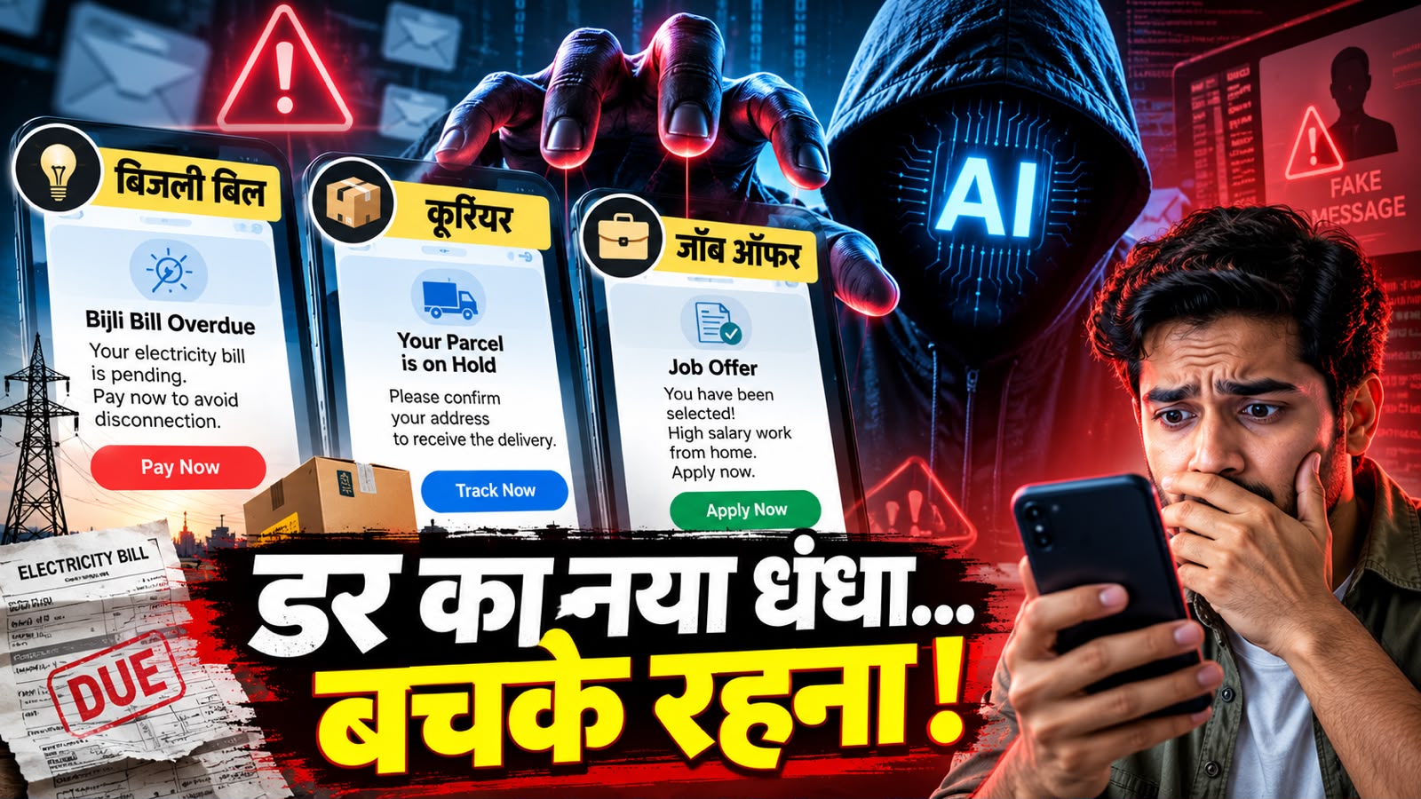 बिजली बिल, कूरियर और जॉब ऑफर के नाम पर आए फर्जी मैसेज, जानिए कैसे Rogue AI से हर दिन ठगे जा रहे हैं आम लोग बिजली बिल, कूरियर और जॉब ऑफर के नाम पर आए फर्जी मैसेज, जानिए कैसे Rogue AI से हर दिन ठगे जा रहे हैं आम लोग