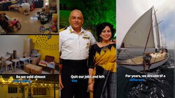 जमीन की दुनिया छोड़, 42 फीट की नाव पर बसाया संसार: पत्नी-बेटी संग 4 साल से समंदर में रह रहा पूर्व नौसैनिक; Video वायरल