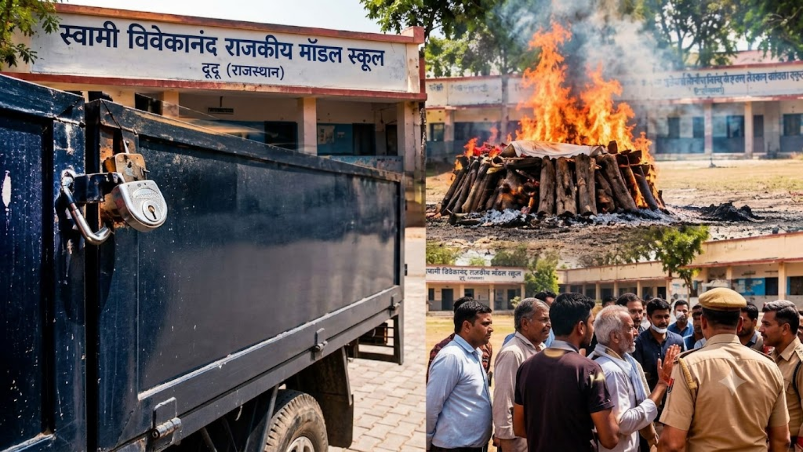 शिक्षा के मंदिर को बना दिया श्मशान: स्कूल का ताला तोड़कर कर डाला शव का दाह संस्कार, 200 लोगों पर FIR दर्ज शिक्षा के मंदिर को बना दिया श्मशान: स्कूल का ताला तोड़कर कर डाला शव का दाह संस्कार, 200 लोगों पर FIR दर्ज