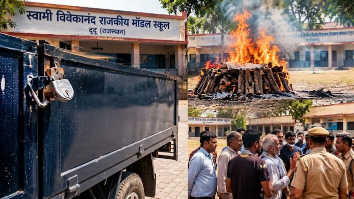 शिक्षा के मंदिर को बना दिया श्मशान: स्कूल का ताला तोड़कर कर डाला शव का दाह संस्कार, 200 लोगों पर FIR दर्ज