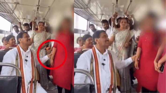 VIDEO: कांग्रेस MLA की शर्मनाक हरकत, चलती बस में छात्रा को गलत तरीके से छुआ, मचा बवाल