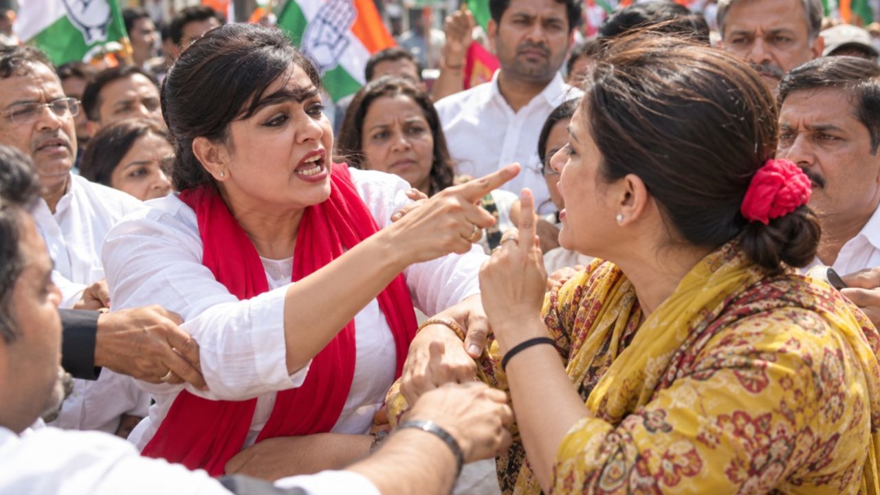 यही तो हरियाणा कांग्रेस है: CEC के खिलाफ प्रोटेस्ट में आपस में भिड़ गईं 2 कांग्रेस लीडर्स, हाथापाई हो गई! यही तो हरियाणा कांग्रेस है: CEC के खिलाफ प्रोटेस्ट में आपस में भिड़ गईं 2 कांग्रेस लीडर्स, हाथापाई हो गई!