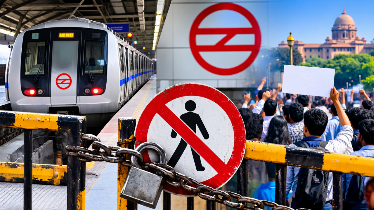 Delhi Metro: आज रात से दिल्ली मेट्रो के 45 स्टेशनों पर एंट्री-एग्जिट बंद, CJP के प्रोटेस्ट को लेकर DMRC का फैसला; देखें लिस्ट Delhi Metro: आज रात से दिल्ली मेट्रो के 45 स्टेशनों पर एंट्री-एग्जिट बंद, CJP के प्रोटेस्ट को लेकर DMRC का फैसला; देखें लिस्ट