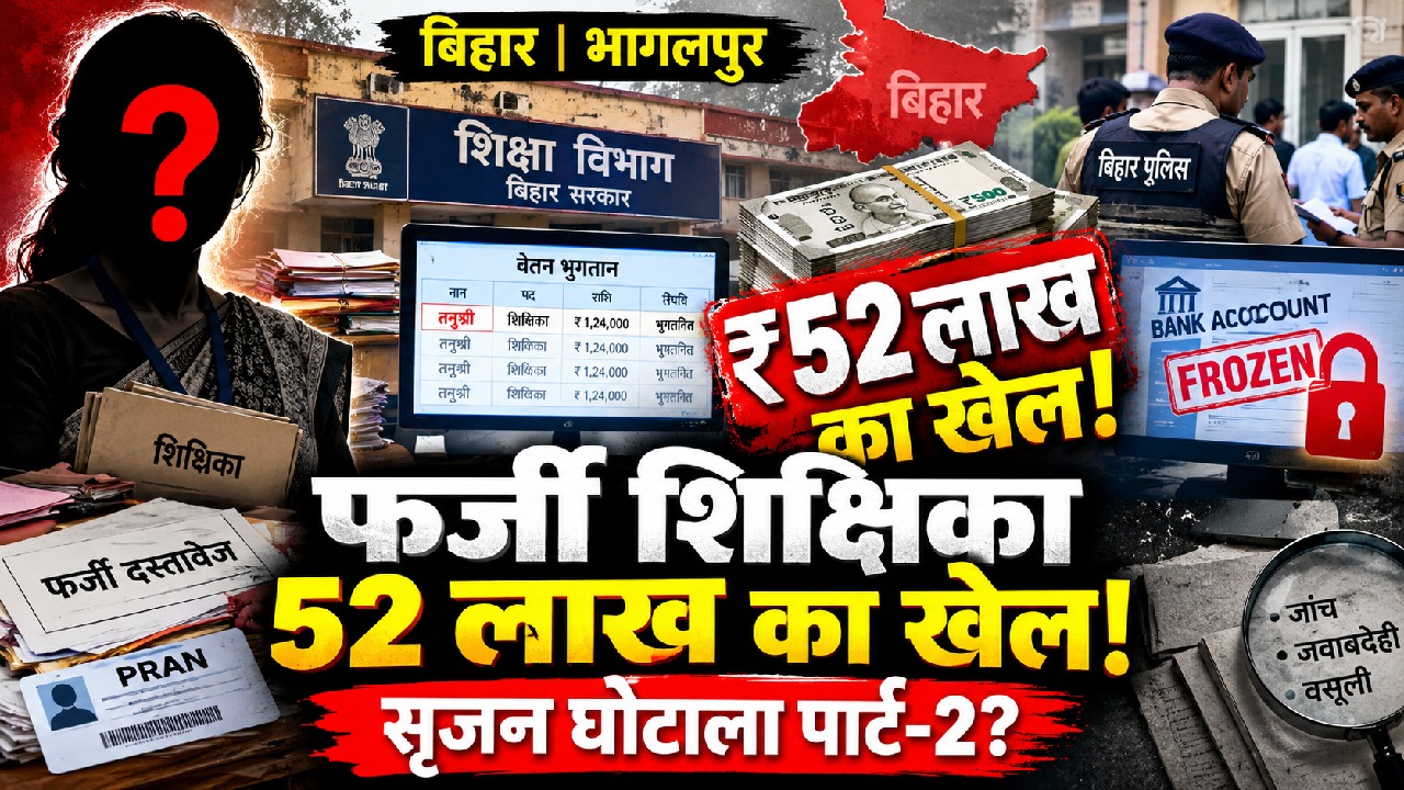 भागलपुर में सृजन घोटाला 2.0 की थी तैयारी: फर्जी शिक्षिका की आईडी बना 52 लाख रुपये की निकासी, 46 लाख पर रोक भागलपुर में सृजन घोटाला 2.0 की थी तैयारी: फर्जी शिक्षिका की आईडी बना 52 लाख रुपये की निकासी, 46 लाख पर रोक