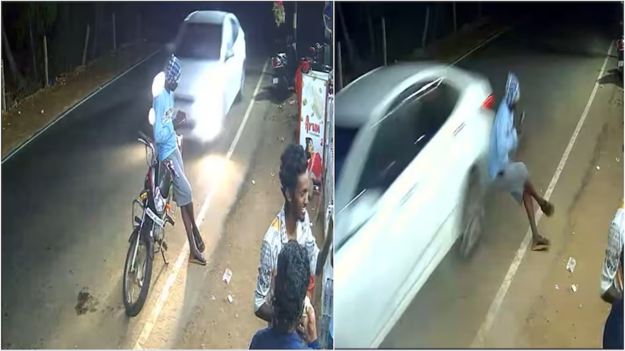 खड़ी बाइक पर बैठा था शख्स, तभी अचानक आई लग्जरी कार और हवा में उछला आदमी; CCTV वीडियो वायरल खड़ी बाइक पर बैठा था शख्स, तभी अचानक आई लग्जरी कार और हवा में उछला आदमी; CCTV वीडियो वायरल