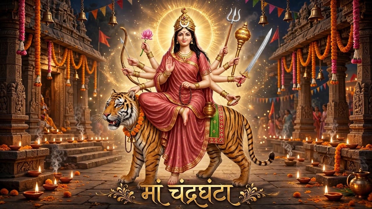 Shardiya Navratri 2026: नवरात्र के तीसरे दिन मां चंद्रघंटा की उपासना, जानिए पूजा विधि शुभ मुहूर्त और माता का प्रिय भोग Shardiya Navratri 2026: नवरात्र के तीसरे दिन मां चंद्रघंटा की उपासना, जानिए पूजा विधि शुभ मुहूर्त और माता का प्रिय भोग