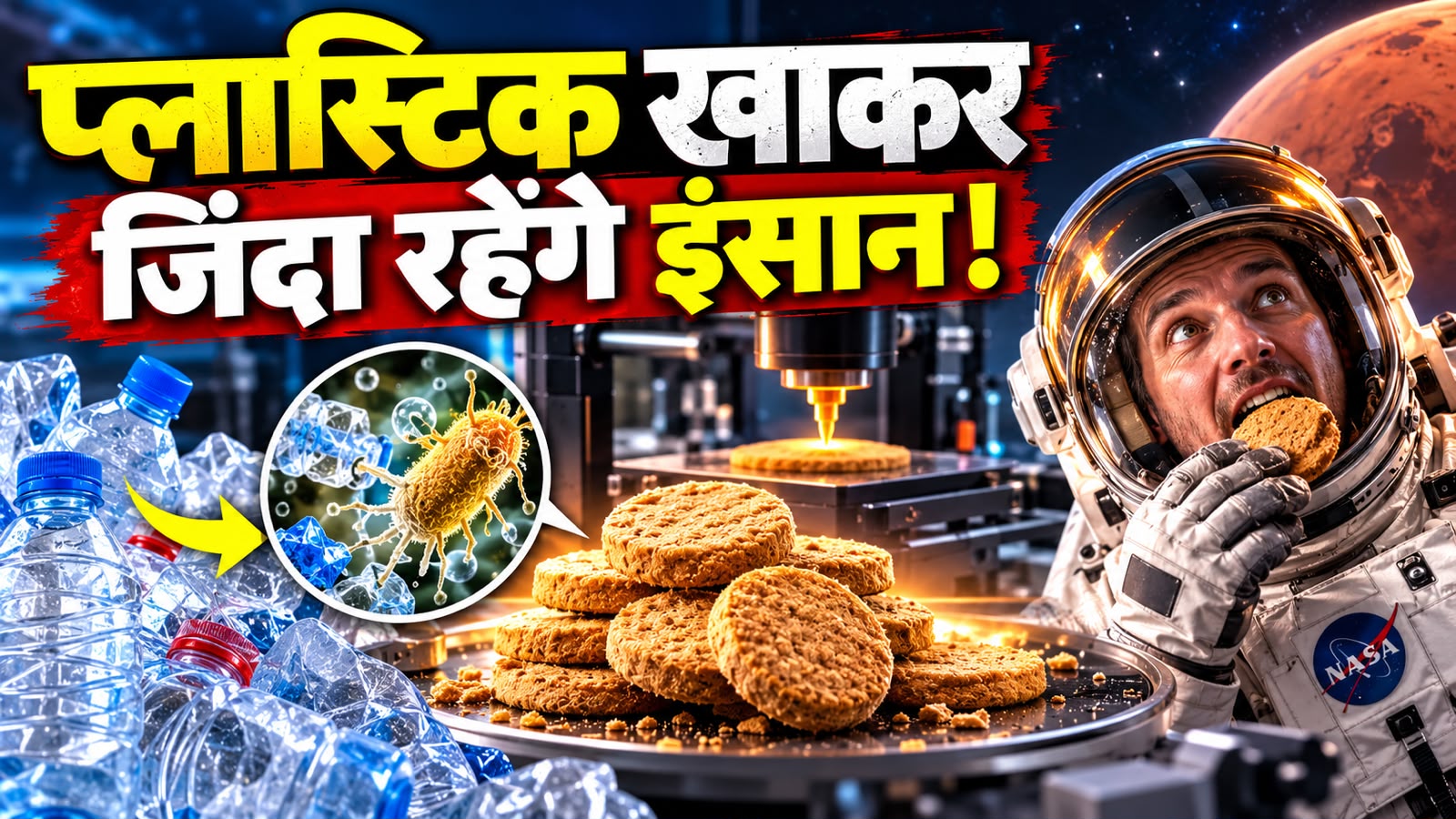 प्लास्टिक की बोतलों से बनेगी रोटी? वैज्ञानिकों ने प्लास्टिक के कचरे से बना दिया बिस्किट, खाकर जिंदा रहेंगे एस्ट्रोनॉट्स प्लास्टिक की बोतलों से बनेगी रोटी? वैज्ञानिकों ने प्लास्टिक के कचरे से बना दिया बिस्किट, खाकर जिंदा रहेंगे एस्ट्रोनॉट्स