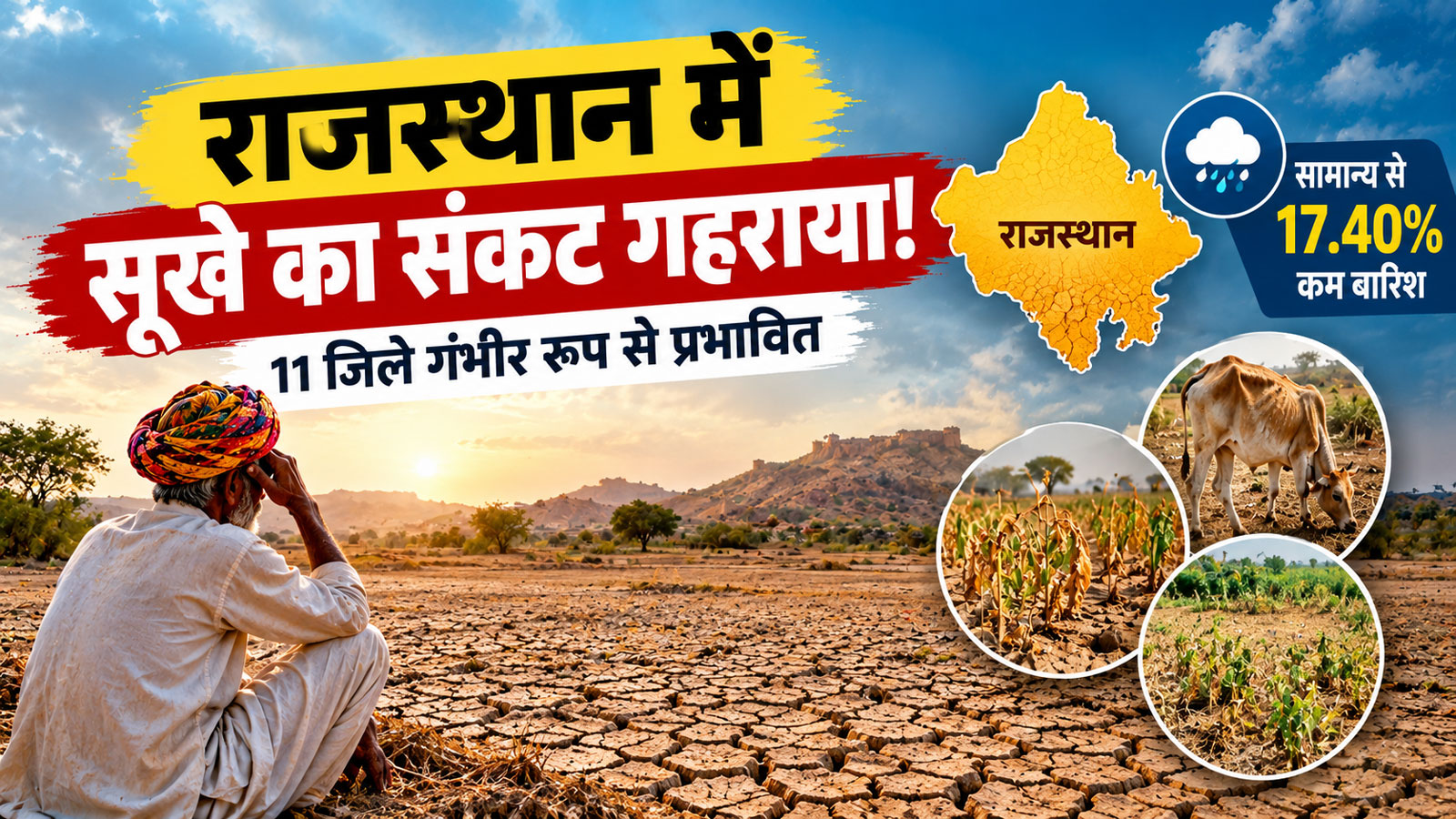 अकाल के मुहाने पर राजस्थान: मानसून की बेरुखी से गहराया जल संकट, इन 11 जिलों में मंडरा रहा बड़ा खतरा अकाल के मुहाने पर राजस्थान: मानसून की बेरुखी से गहराया जल संकट, इन 11 जिलों में मंडरा रहा बड़ा खतरा