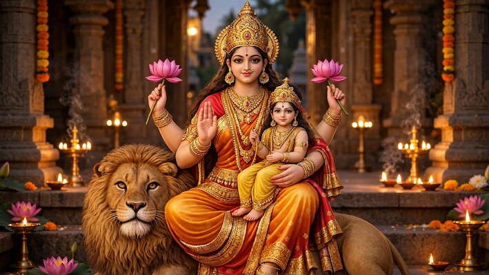 नवरात्र का पांचवा दिन: पीला रंग पहनकर करें देवी स्‍कंदमाता की पूजा, पढ़ें यह मंत्र, स्‍तुति, आरती, चालीसा और कथा