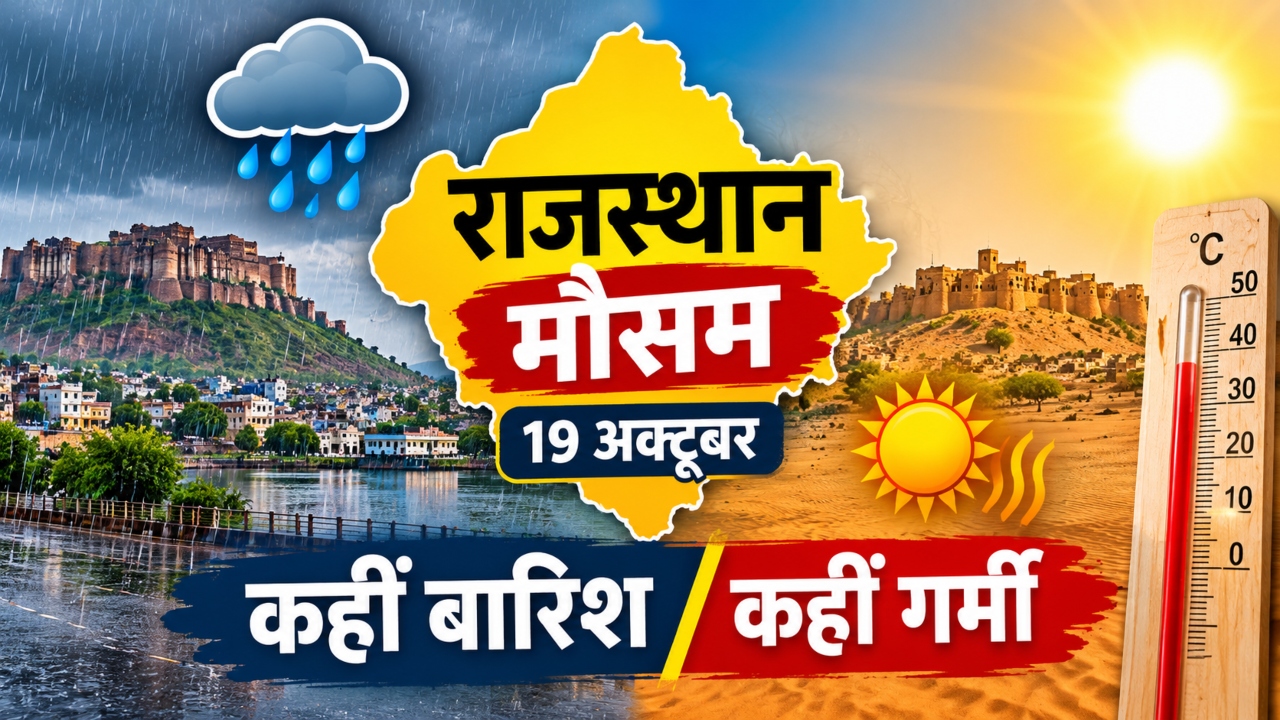राजस्थान मौसम अपडेट: 19 अक्टूबर को मौसम में बदलाव, कहीं बारिश तो कहीं गर्मी का असर, जानें अपने इलाके का हाल राजस्थान मौसम अपडेट: 19 अक्टूबर को मौसम में बदलाव, कहीं बारिश तो कहीं गर्मी का असर, जानें अपने इलाके का हाल