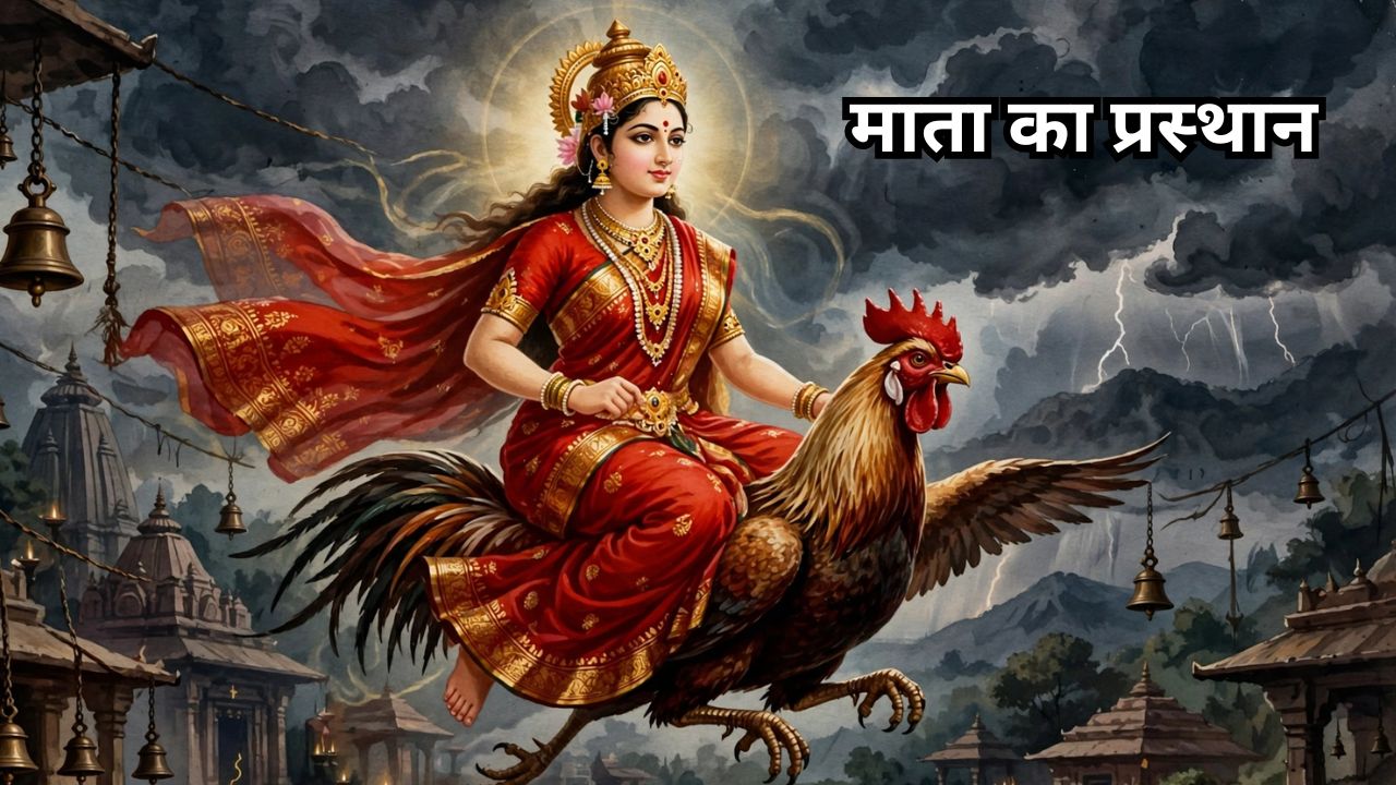 मुर्गा पर मां दुर्गा: देवी का प्रस्थान आज, वाहन दे रहा अशुभ संकेत, जानिए क्या-क्या परेशानियां आने का है अंदेशा मुर्गा पर मां दुर्गा: देवी का प्रस्थान आज, वाहन दे रहा अशुभ संकेत, जानिए क्या-क्या परेशानियां आने का है अंदेशा